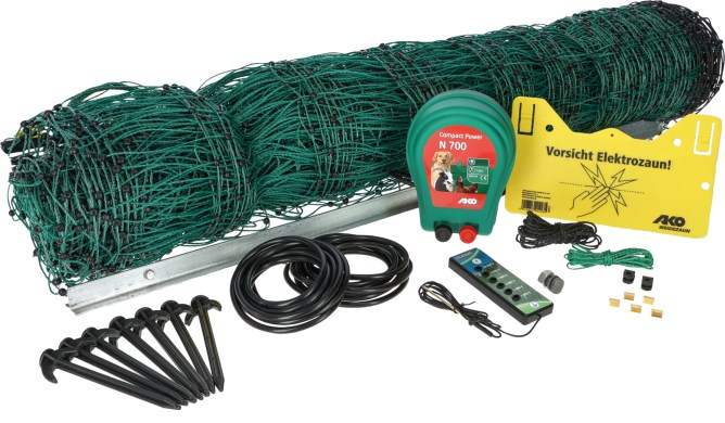 Kit filet volaille 50 m, vert av élec. solaire S250+ access.KERBL